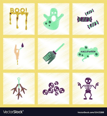 Assembly flat shading style icons halloween boo vector image