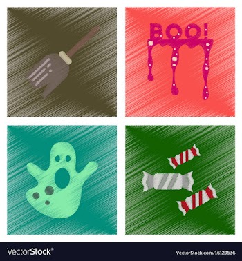 Assembly flat shading style icons halloween boo vector image