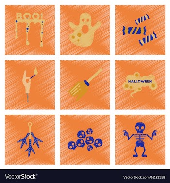Assembly flat shading style icons halloween boo vector image