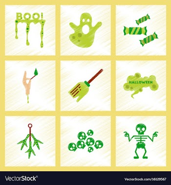 Assembly flat shading style icons halloween boo vector image