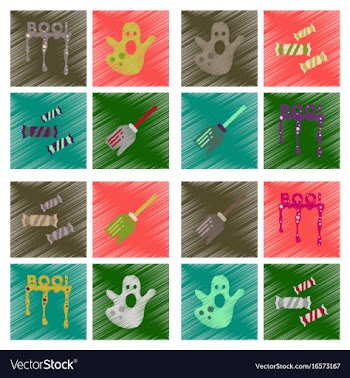 Assembly flat shading style icons halloween boo vector image