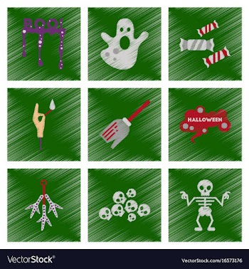Assembly flat shading style icons halloween boo vector image