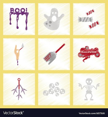 Assembly flat shading style icons halloween boo vector image
