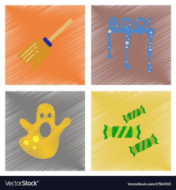 Assembly flat shading style icons halloween boo vector image