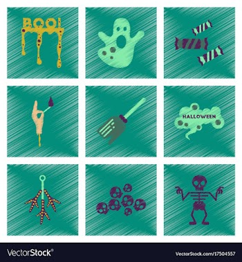 Assembly flat shading style icons halloween boo vector image