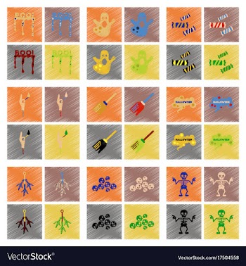 Assembly flat shading style icons halloween boo vector image