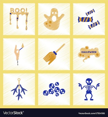 Assembly flat shading style icons halloween boo vector image