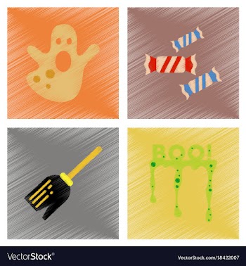 Assembly flat shading style icons halloween boo vector image