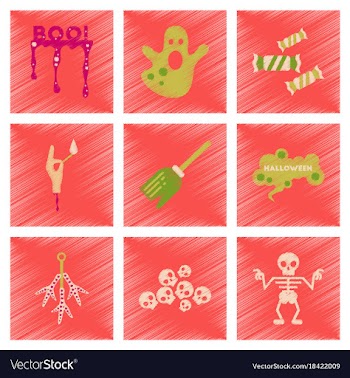 Assembly flat shading style icons halloween boo vector image