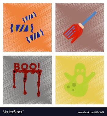 Assembly flat shading style icons halloween boo vector image