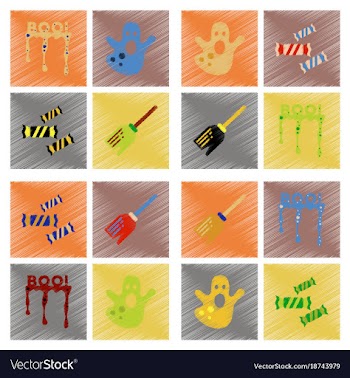 Assembly flat shading style icons halloween boo vector image