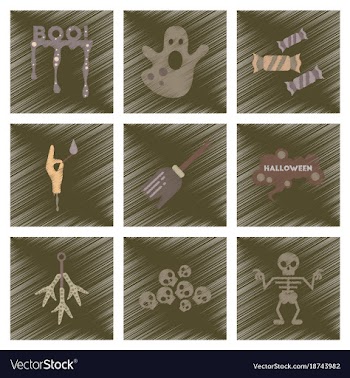 Assembly flat shading style icons halloween boo vector image