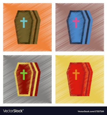 Assembly flat shading style icons halloween coffin vector image