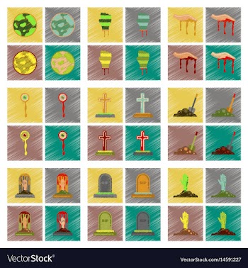Assembly flat shading style icons halloween full vector image