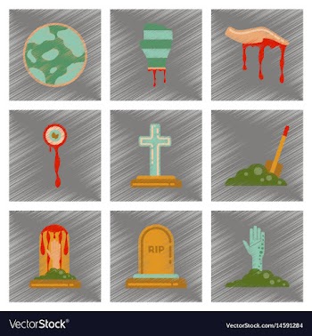 Assembly flat shading style icons halloween full vector image