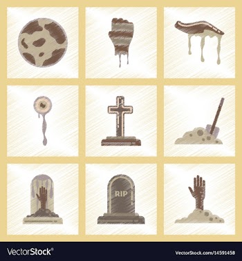 Assembly flat shading style icons halloween full vector image