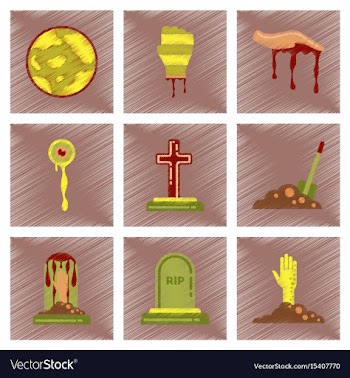 Assembly flat shading style icons halloween full vector image
