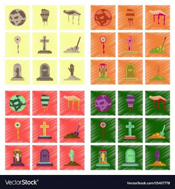 Assembly flat shading style icons halloween full vector image