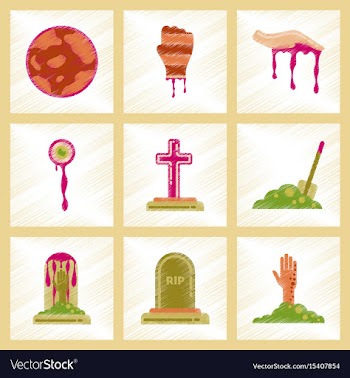 Assembly flat shading style icons halloween full vector image