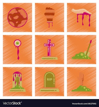 Assembly flat shading style icons halloween full vector image