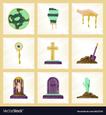 Assembly flat shading style icons halloween full vector image