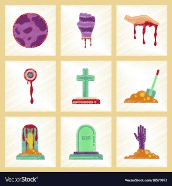 Assembly flat shading style icons halloween full vector image