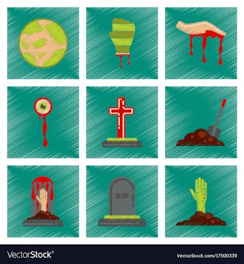 Assembly flat shading style icons halloween full vector image