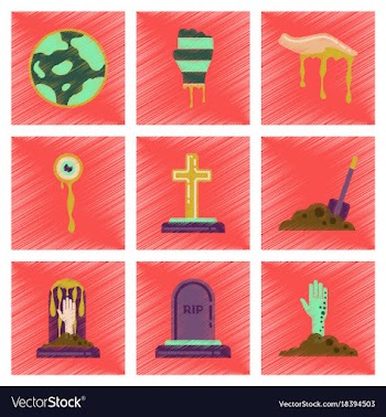 Assembly flat shading style icons halloween full vector image