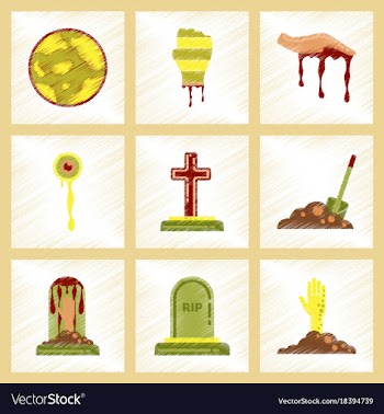 Assembly flat shading style icons halloween full vector image