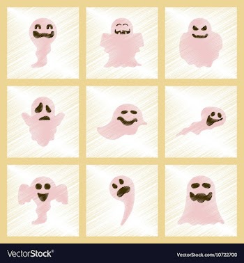 Assembly flat shading style icons Halloween ghost vector image
