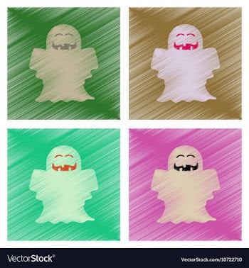 Assembly flat shading style icons Halloween ghost vector image