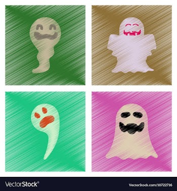 Assembly flat shading style icons Halloween ghost vector image