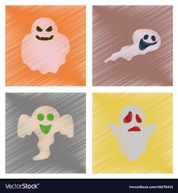 Assembly flat shading style icons halloween ghost vector image