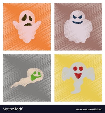 Assembly flat shading style icons halloween ghost vector image