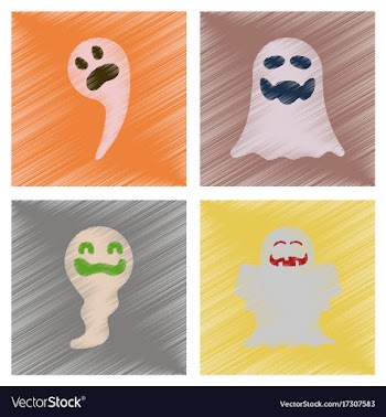Assembly flat shading style icons halloween ghost vector image