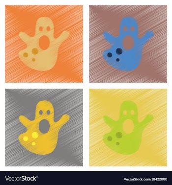 Assembly flat shading style icons halloween ghost vector image