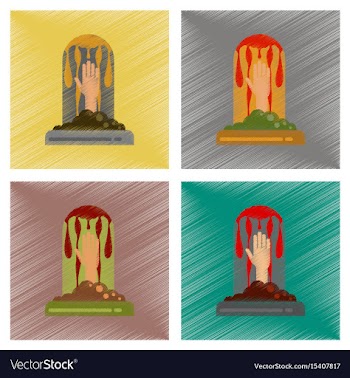 Assembly flat shading style icons halloween grave vector image