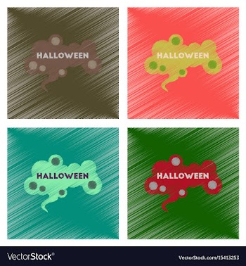 Assembly flat shading style icons halloween sign vector image