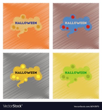 Assembly flat shading style icons halloween sign vector image