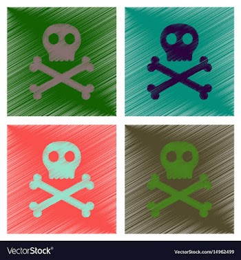 Assembly flat shading style icons halloween skull vector image