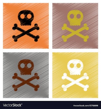 Assembly flat shading style icons halloween skull vector image