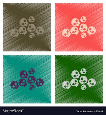 Assembly flat shading style icons halloween skulls vector image