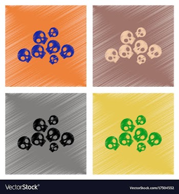 Assembly flat shading style icons halloween skulls vector image