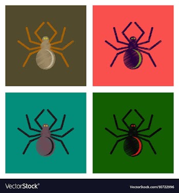 Assembly flat shading style icons halloween spider vector image