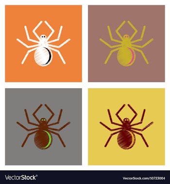Assembly flat shading style icons halloween spider vector image
