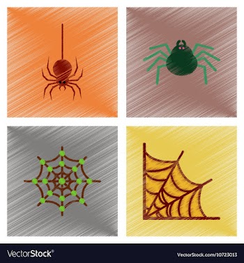 Assembly flat shading style icons halloween spider vector image