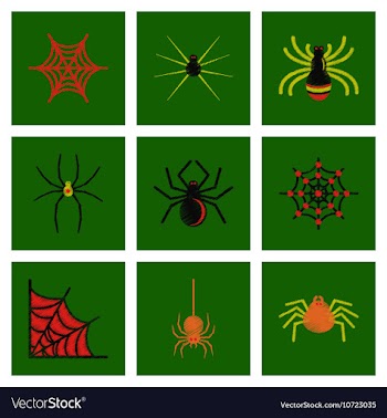 Assembly flat shading style icons halloween spider vector image