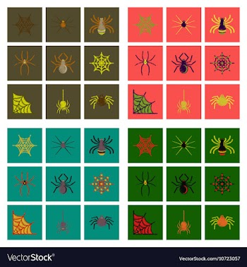 Assembly flat shading style icons halloween spider vector image