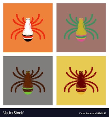 Assembly flat shading style icons halloween spider vector image