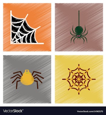 Assembly flat shading style icons halloween spider vector image